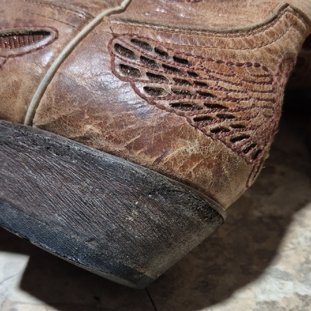 Cavender Embroidered  Women's Boots Snip Toe Brown Leather 406517 Size 7.5 B - Picture 7 of 16